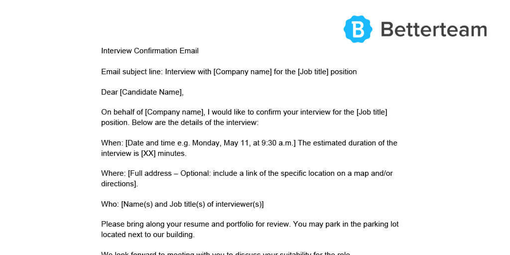 Interview Confirmation Email W Free Downloadable Template