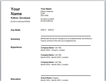 Python Developer Resume Guide Free Template