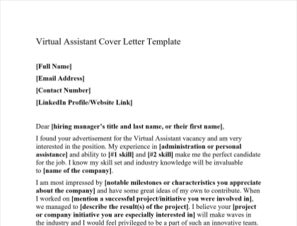 cover letter for virtual executive assistant