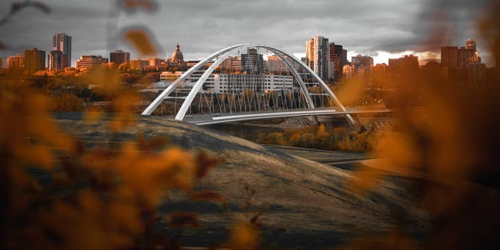 A view of the Walterdale Bridge in Edmonton, Alberta.