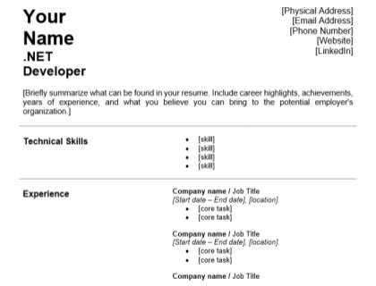 Dot Net Developer Resume Example (Free Guide)