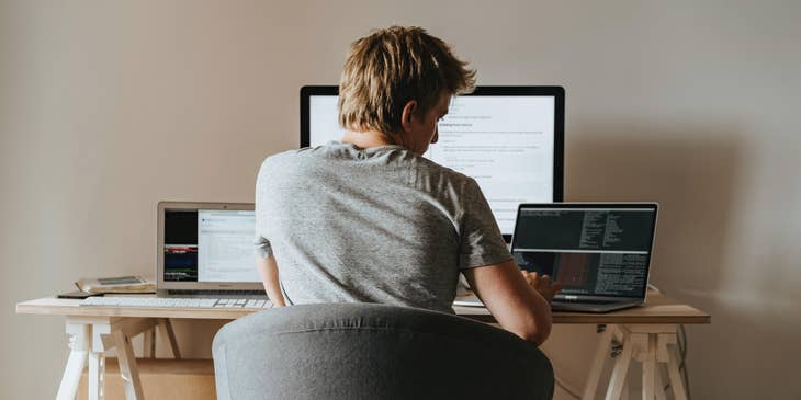 Technical advisor developing program on several computers on his home office