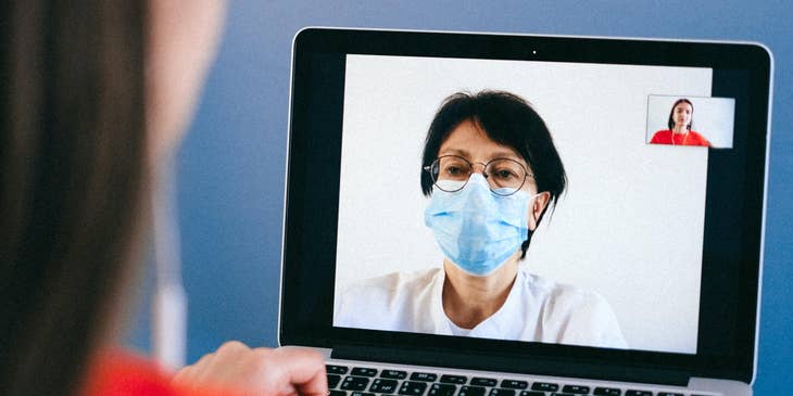 Telemedicine Physician prescribes medicines to a patient through a video call