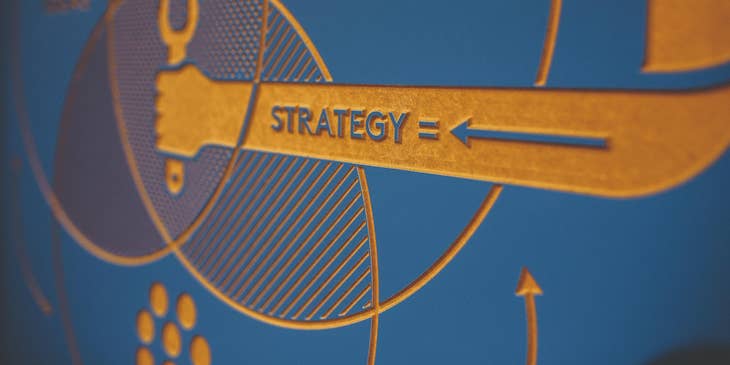A poster that reads "STRATEGY" used to inspire a business continuity plan.