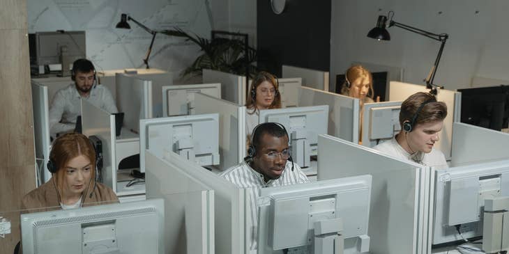 People working in a call center.