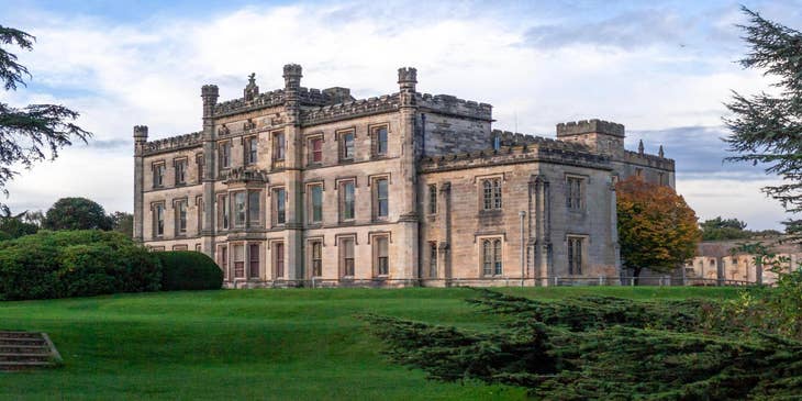 A garden view of Elvaston Castle Gates in Derby, United Kingdom.