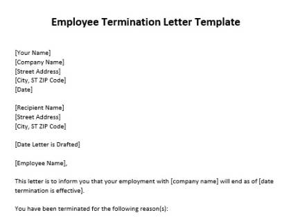 Termination Letter Template | Free Word Templates