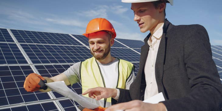 An environmental health and safety coordinator working with an engineer