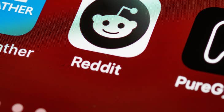 Reddit logo on a screen.
