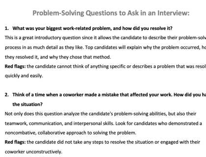 problem solving techniques interview questions