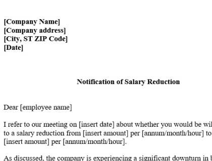 Salary Reduction Letter