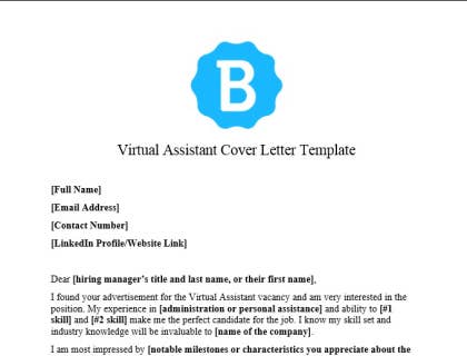 application letter for virtual assistant with no experience