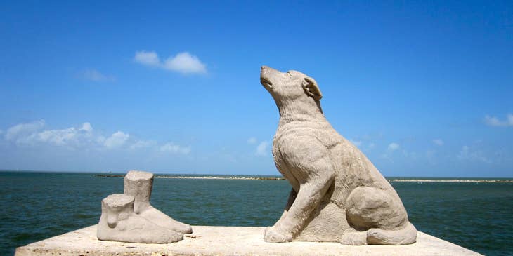 Statue of a dog by the coast of Corpus Christi, Texas.