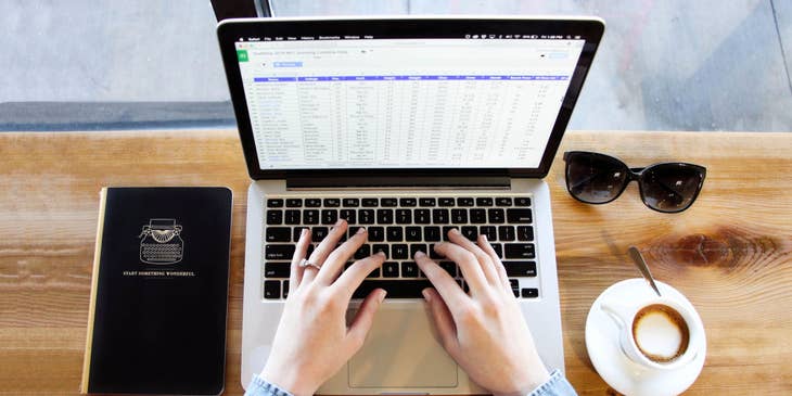 Data Entry Clerk working on a laptop