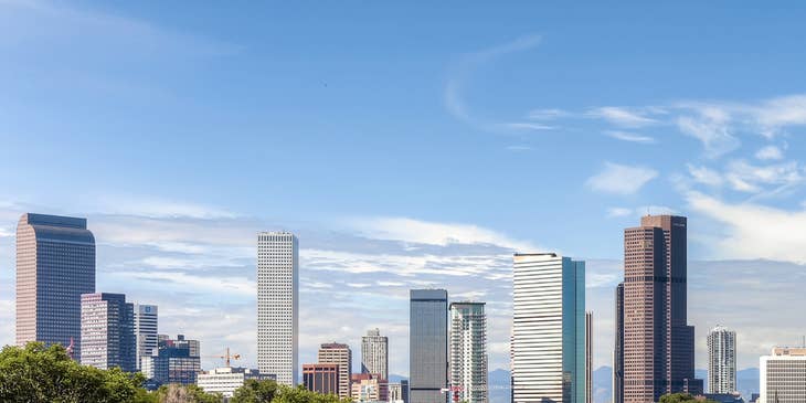 The city skyline of Denver, Colorado.