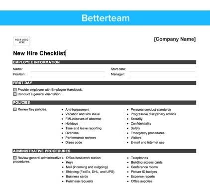 checklist for new managers