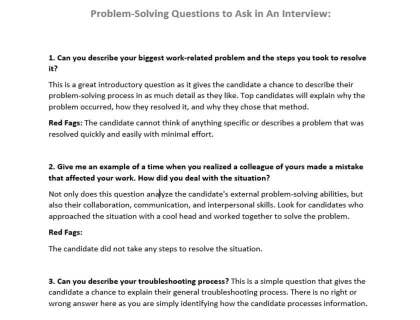 interview questions to ask candidates about problem solving