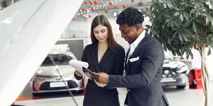 Service advisor performing a consultation with a client