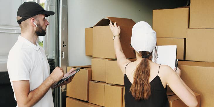 Shipping manager inspecting the packages before shipping